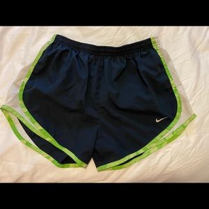 Navy blue and green Nike running short